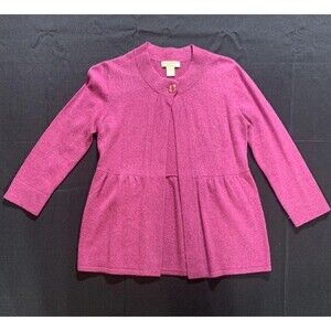 Simply Cashmere womens Sm fuchsia 3/4sleeve open front Cashmere cardigan sweater